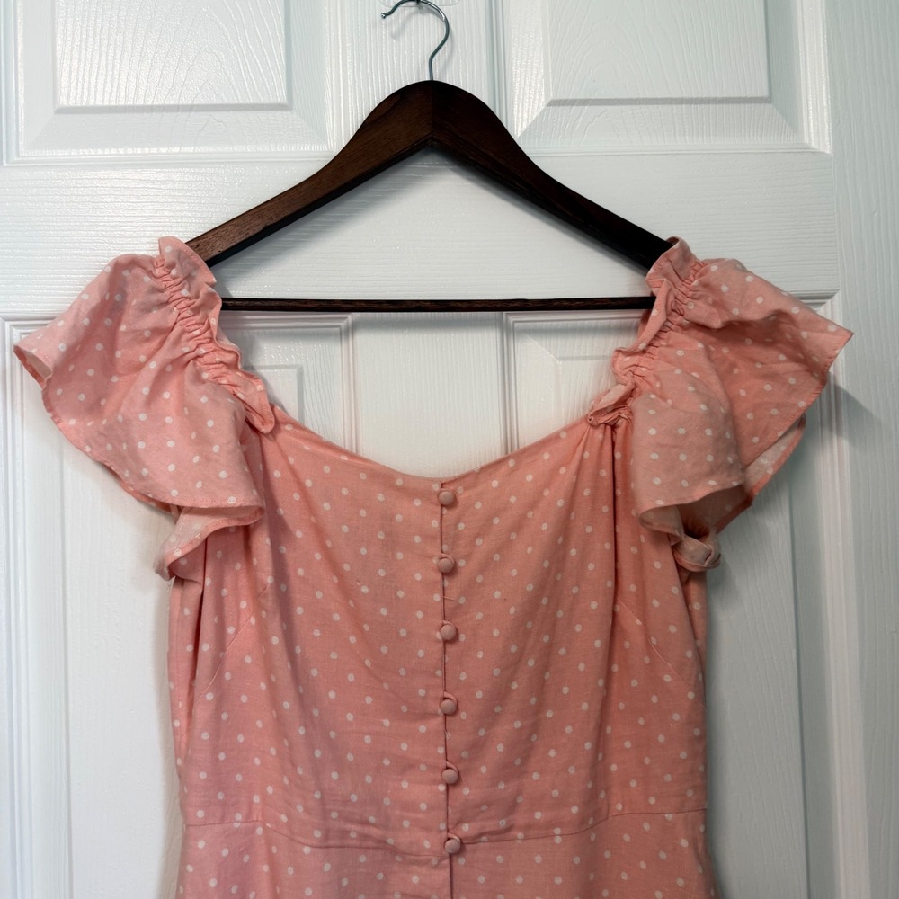 Gal Meets Glam Dress Women 8 Polka Dot Cottagecore Feminine Romantic Linen Blend - Picture 6 of 15